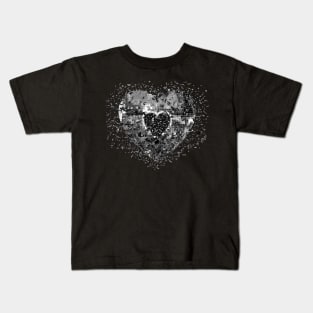 Shattered Silver Disco Ball Heart Kids T-Shirt